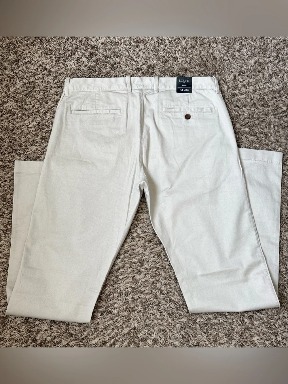 J. Crew Flex Men's Slim Fit Light Gray Chino Pants, 34x34, NWT
